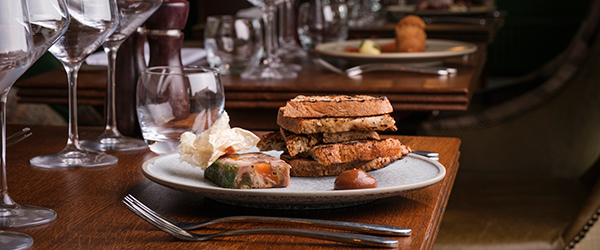 Food on a table in the Garden Restaurant