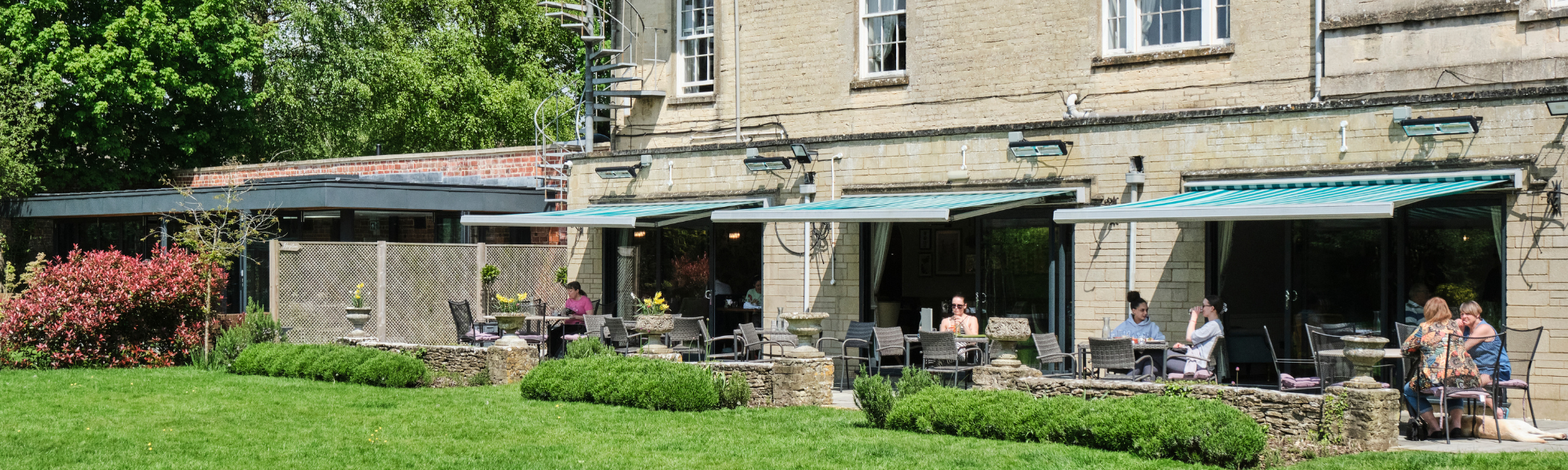 people eating in the garden