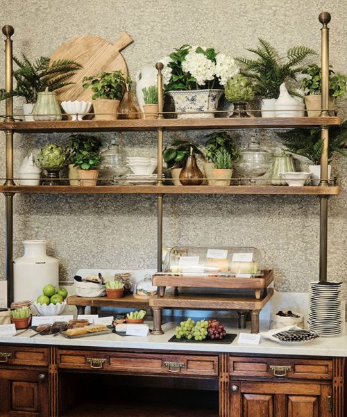 Cheese set out on a display counter