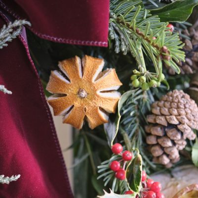 Close up of a Christmas wreath