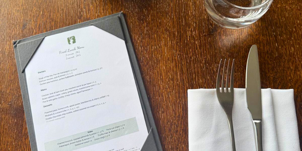 Fixed price menu