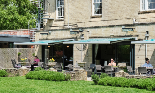 people eating in the garden